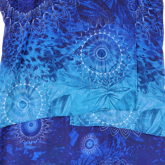 Desigual Mini Shift Dress 40 US 8 M Women Blue BOHO Chiffon Layered Flowy - Picture 4 of 13